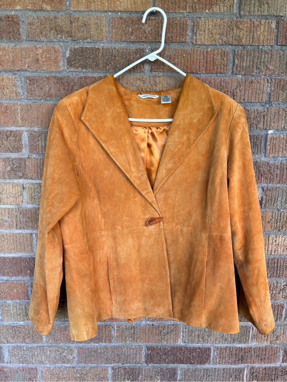 Vintage LAURA ASHLEY Suede Jacket Blazer Burnt Orange Tan Sz Large